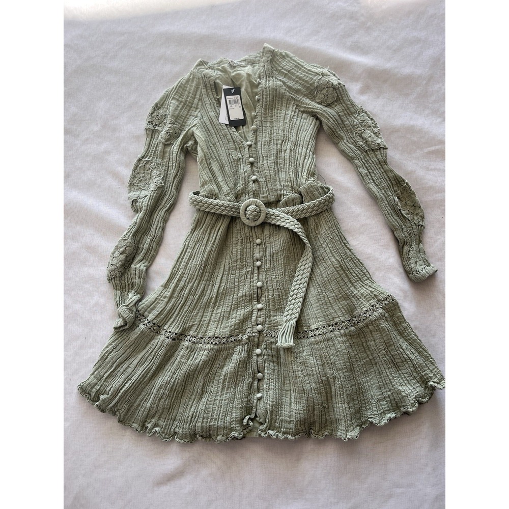 Guess Arita Belted Crochet Shirt Dress Lined Women's XS - Picture 7 of 9